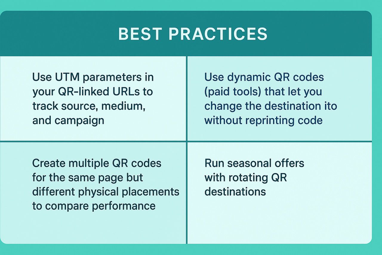 Image of a table showing the best practices when creating a qr code with Wix