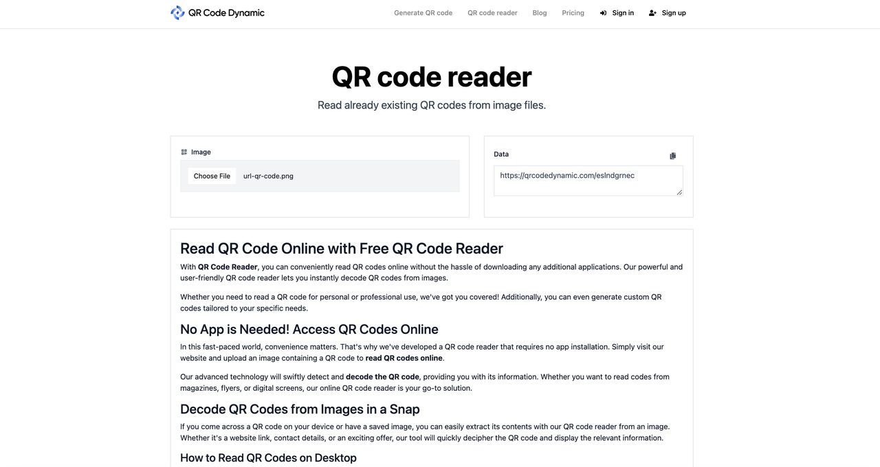 Image for the headline: "QR Code Reader by QRCodeDynamic"