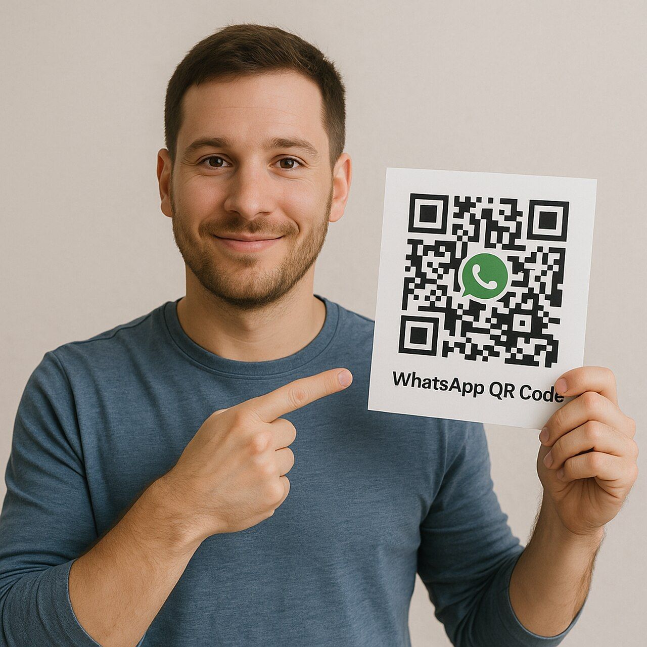Kolay tarama için basılı WhatsApp QR kodunu tutan kişi