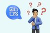 a cover image with an illustration of a man with question marks, next to a QR code