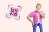 an illustration of a man wearing a pink shirt and thinking, next to a QR code