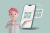 Illustration of a person showcasing QR code scanning on a smartphone, highlighting modern QR code advertising.