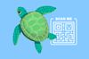 Cover image with a illustration of a sea turtle with a a QR code, representing tracking animals with Fahlo QR code..