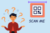Confused person next to a QR code with “Scan Me” text, highlighting the need for better QR code design.